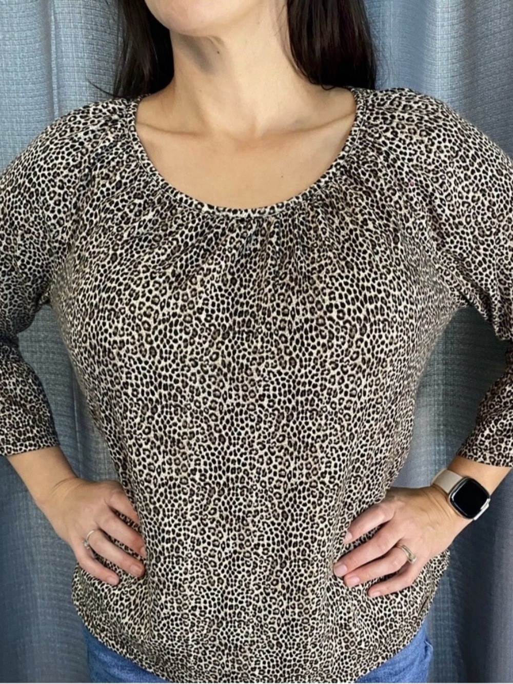 Michael Kors Leopard / Animal Print Bell Sleeve Blouse Size Large